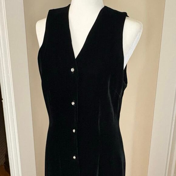 VTG The Icing Velvet Column Dress Women's 8 Black Sleeveless V-neck 90s EUC - Picture 2 of 11